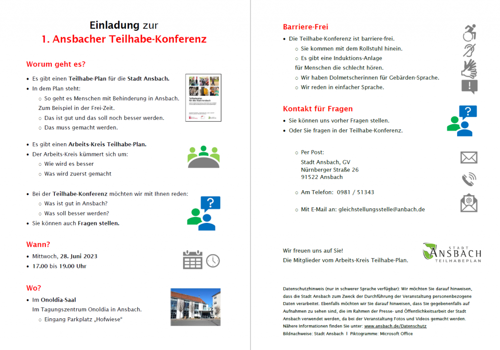 Einladung zur 1. Ansbacher Teilhabe-Konferenz
